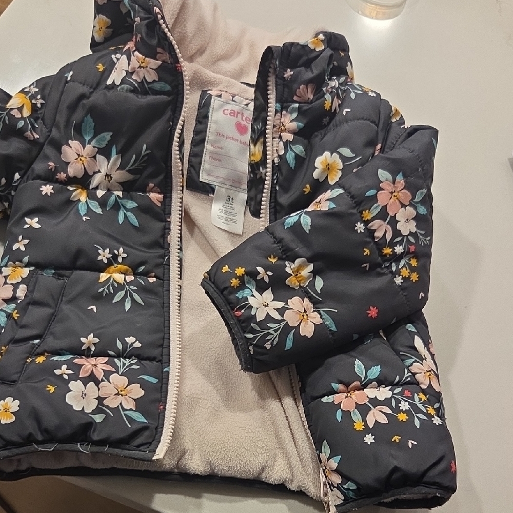 Carter's Floral Kids Jacket - Black and Multicolor
